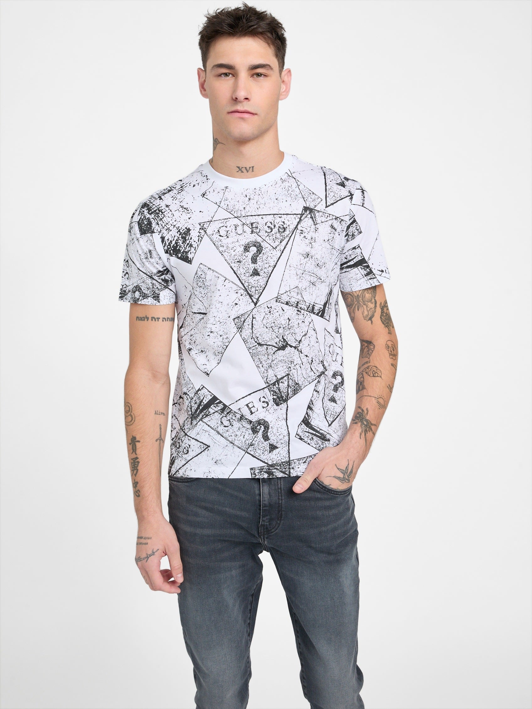 

Футболка Eco Edric Signature Guess Factory, цвет pure white