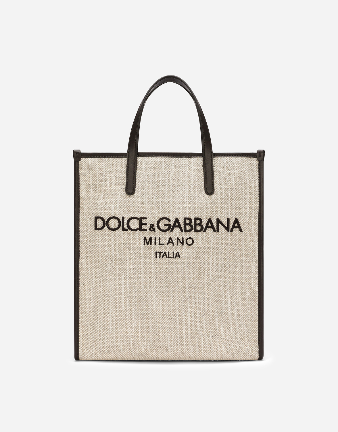 Маленькая структурированная сумка-шопер из канвы Dolce & Gabbana, бежевый — фото 2