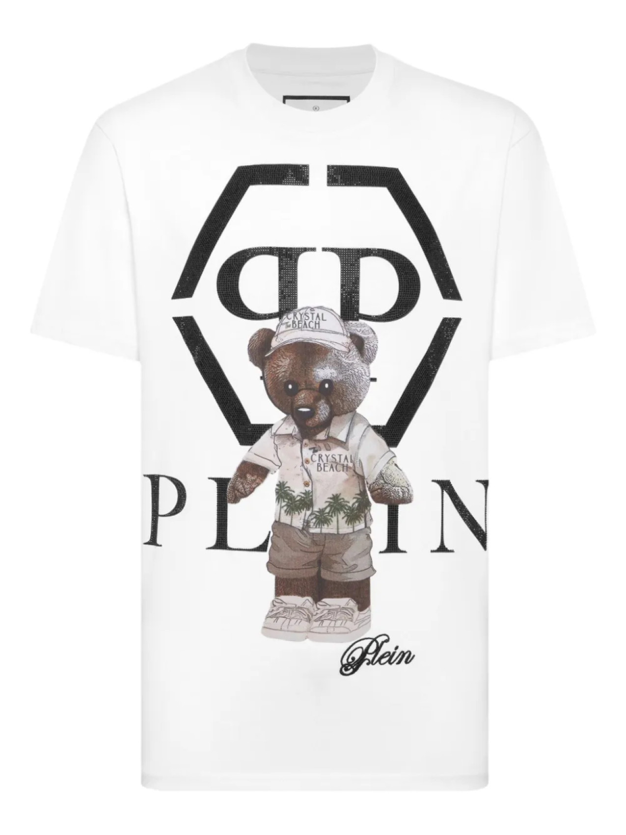 

Футболка с плюшевым мишкой от Philipp Plein, украшенная кристаллами, белый