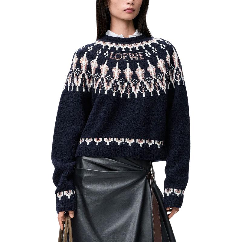 Loewe Женские свитера, темно-синие, с круглым вырезом, средней толщины, другие цвета — фото 3