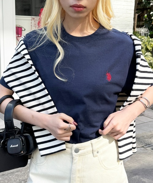 

Футболка классическая с принтом и вышивкой U.S. POLO ASSN., темно-синий