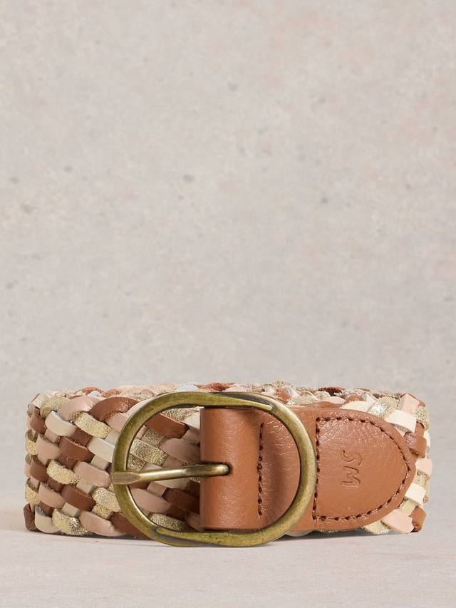 

Плетёный кожаный ремень White Stuff, Mid Tan/Multi