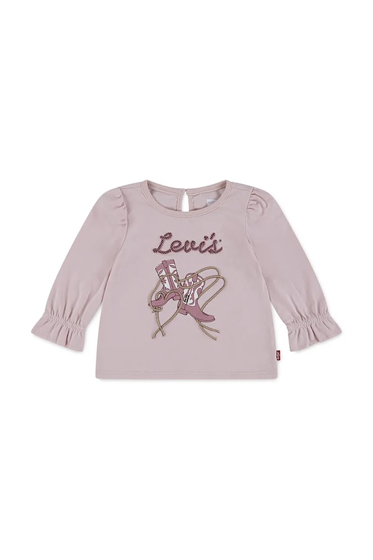 

Детская хлопковая кофточка с длинным рукавом LS KNOT FRONT KNIT TOP с узелком спереди Levi'S, розовый