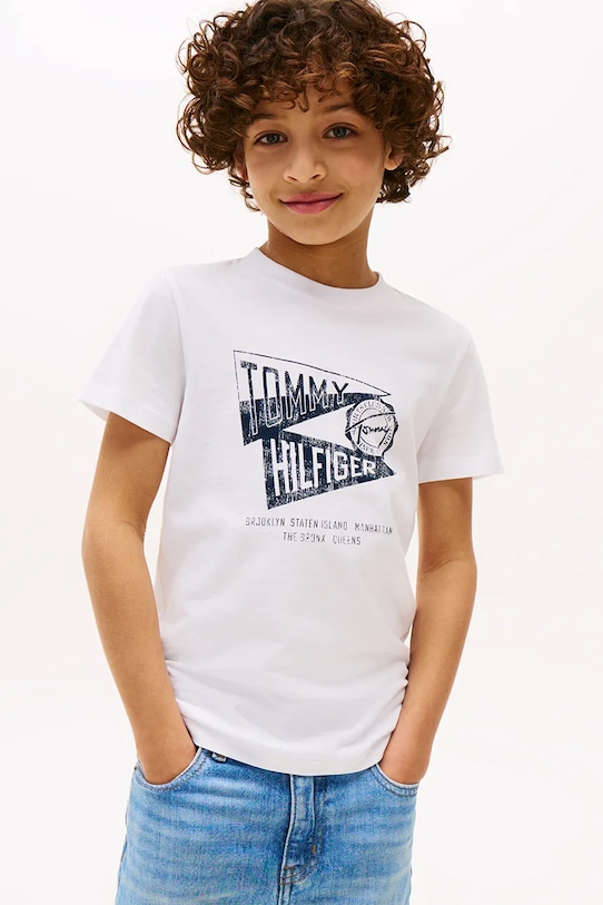 

Детская хлопковая футболка Tommy Hilfiger, белый