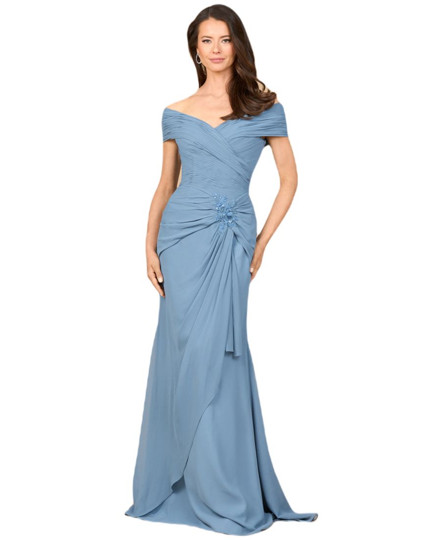 

Женское элегантное шифоновое платье с открытыми плечами Lara, Dusty blue