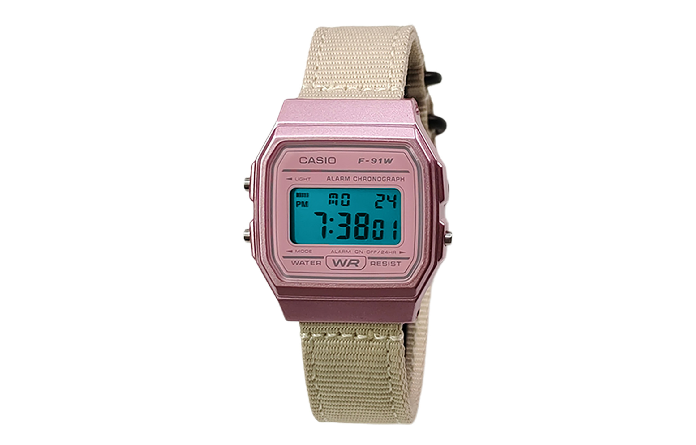 

CASIO Кварцевые часы с нейлоновым ремешком Retrofit Series, мужские часы, розовый циферблат