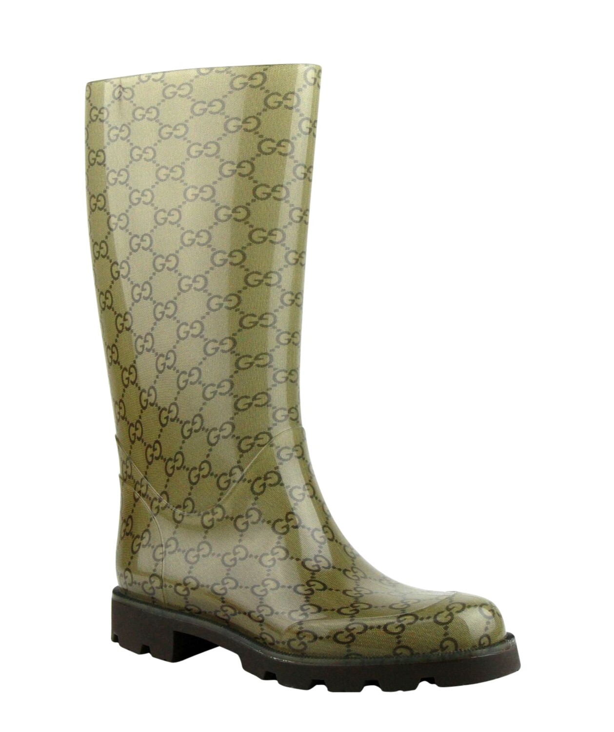 

Женские резиновые резиновые сапоги Gucci с узором Guccissima, цвет Light Brown