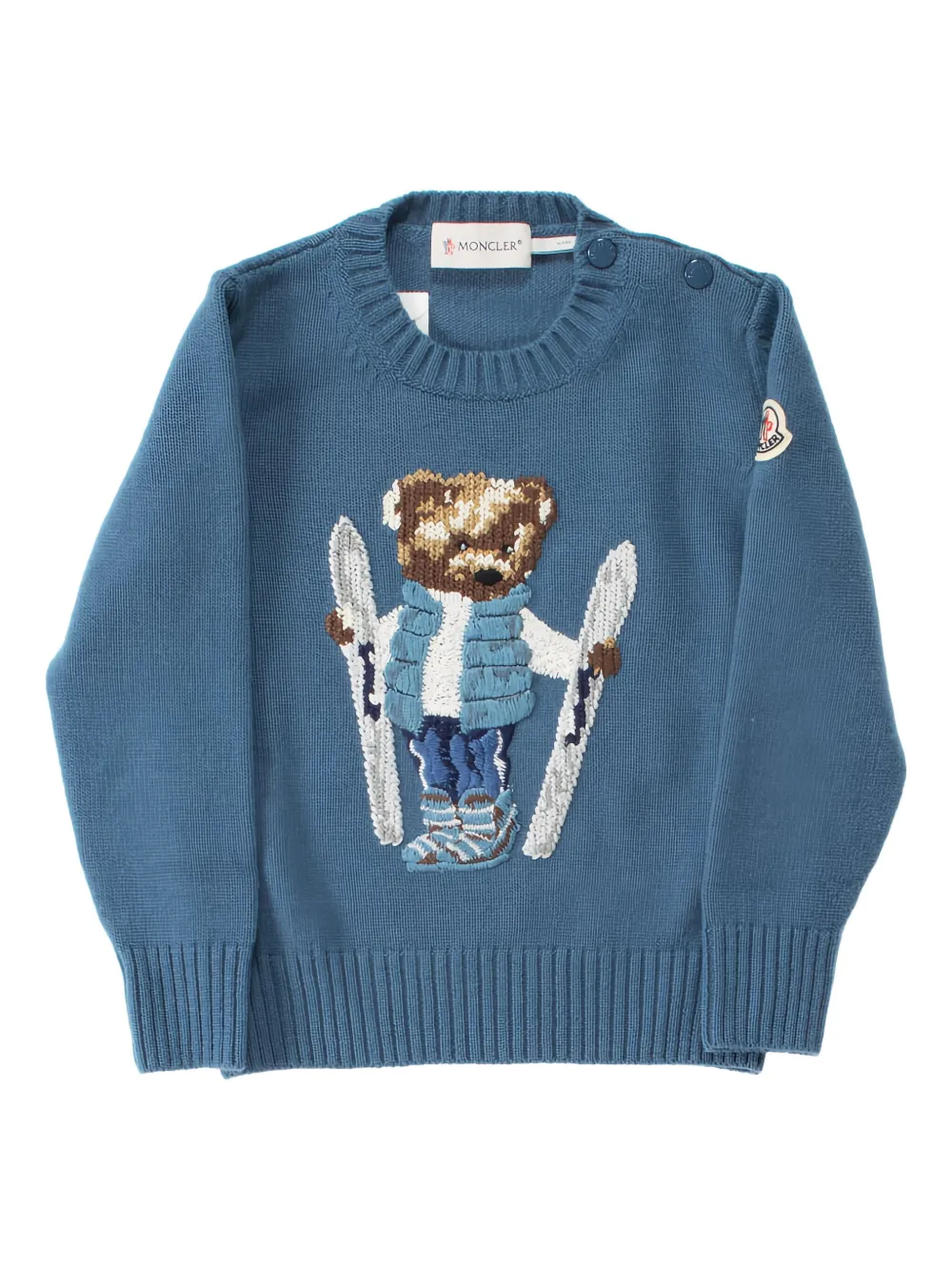 

Вышитый свитер с круглым вырезом Moncler Enfant, синий