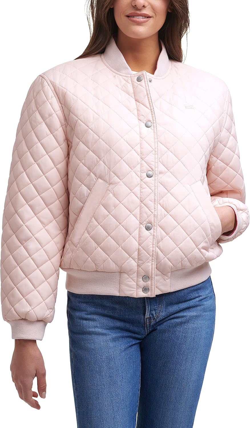 

Levi's Женская стеганая бомбер с бриллиантами, Peach Blush Sherpa Lined