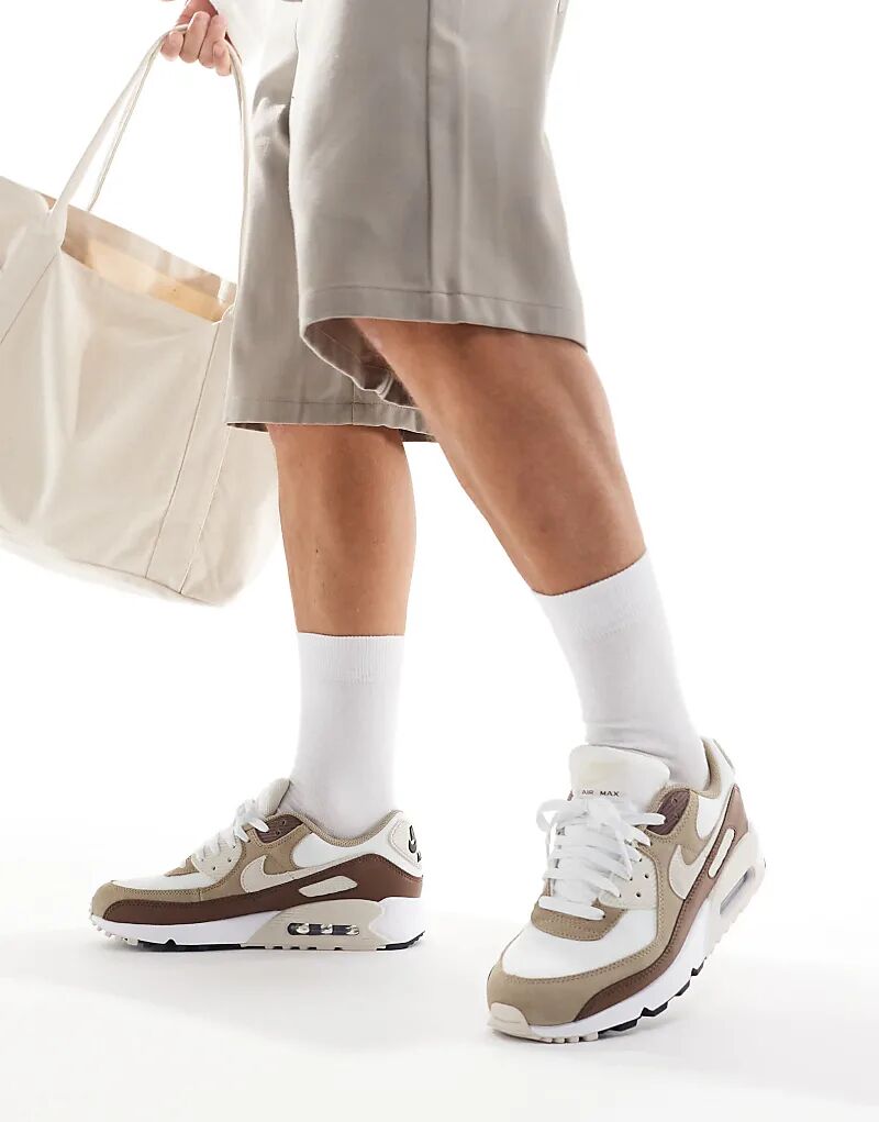 

Кроссовки Air Max 90 белого и хаки цвета Nike