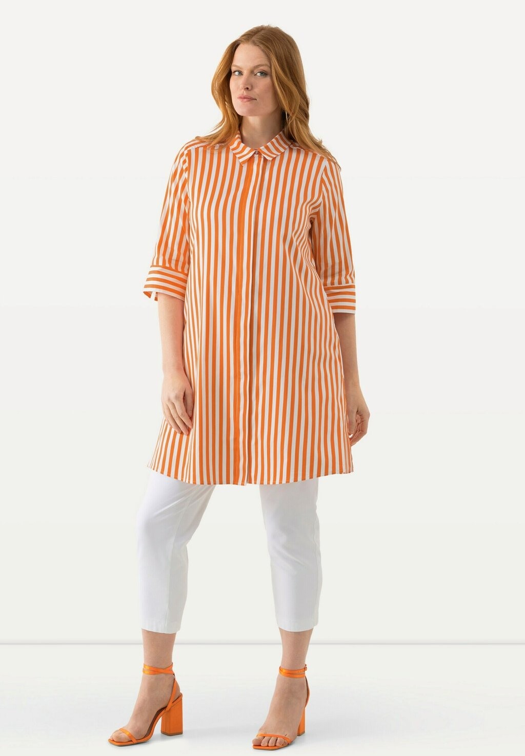 

Блузка на пуговицах LONGLINE STRIPED Ulla Popken, оранжевый