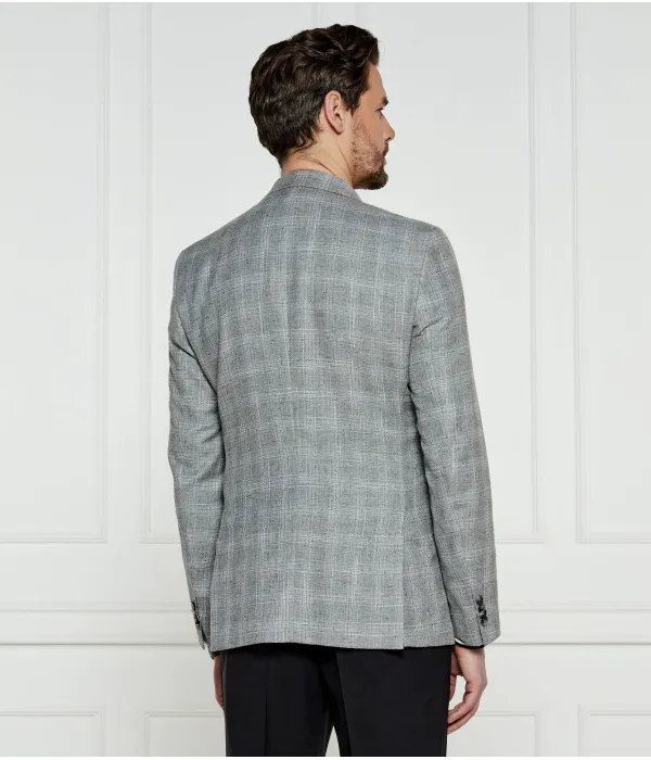 Элегантный шерстяной жакет h-hutson-233 Slim fit Boss, серый — фото 3