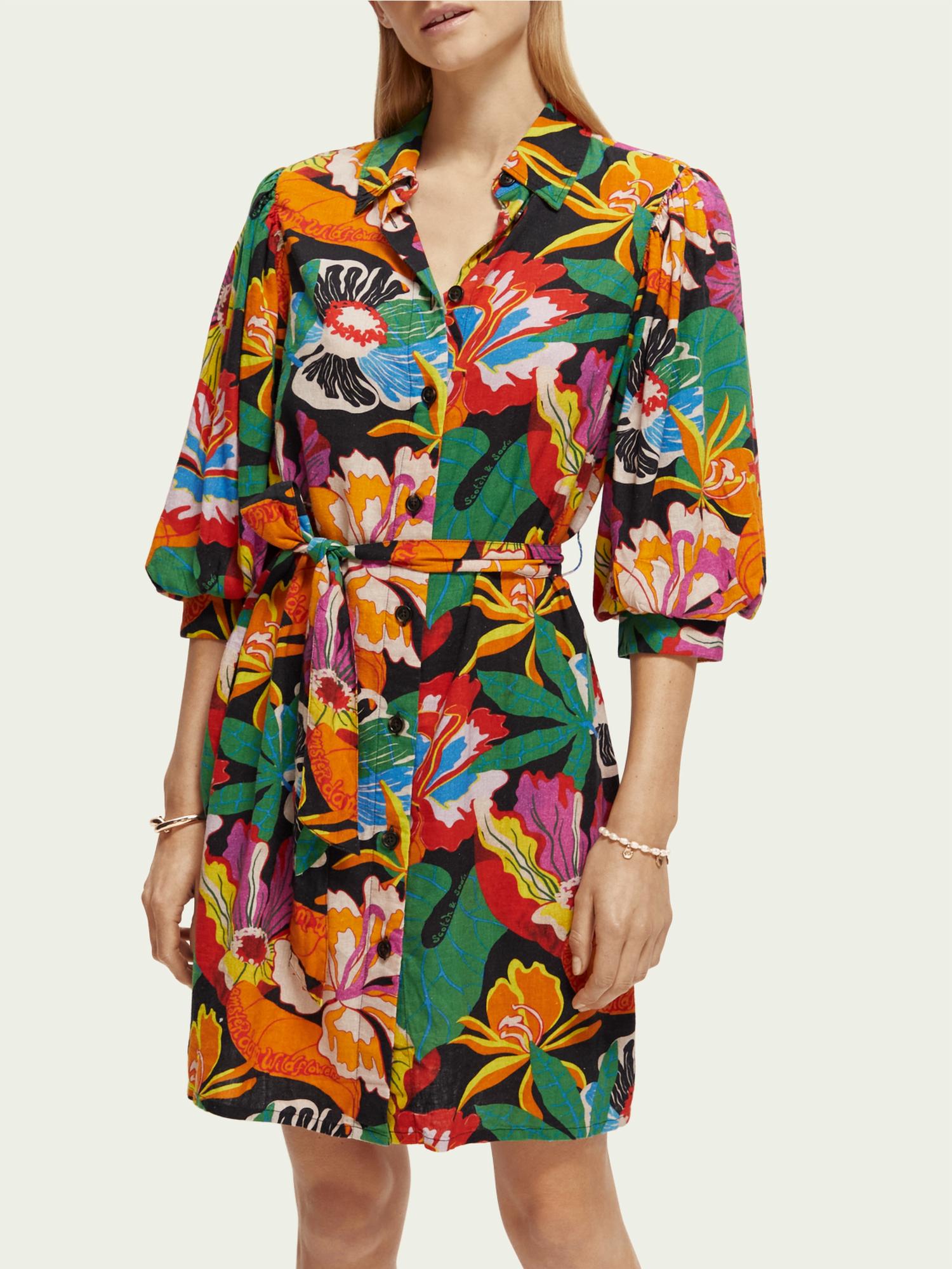 

Платье Cassie из льняной смеси с цветочным принтом SCOTCH & SODA, цвет floral