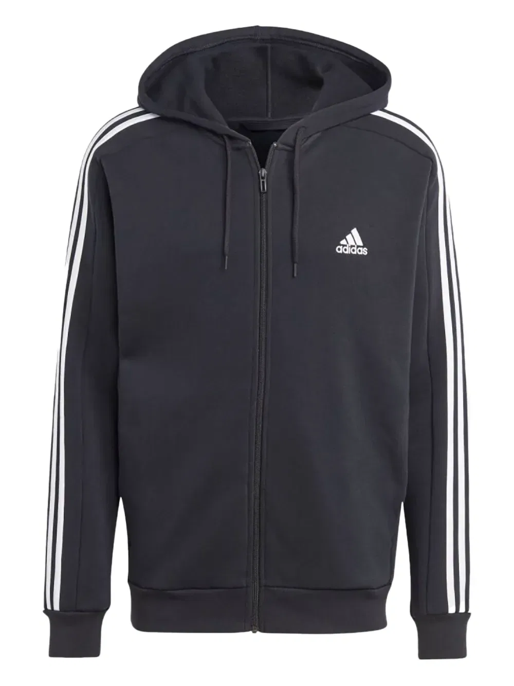 Худи Essentials с тремя полосками и застежкой-молнией по всей длине Adidas, черный