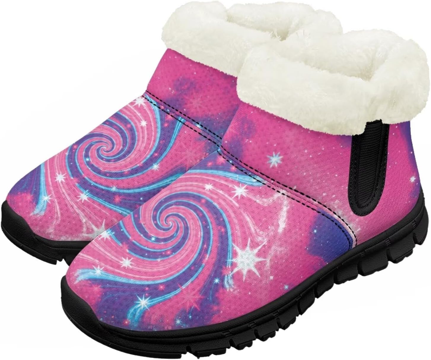 

Зимние обувь для мальчиков и девочек Chririnla, теплые слипоны-сапожки, удобная обувь для дома и улицы, легкие детские тапочки с мехом, Spiral Galaxy