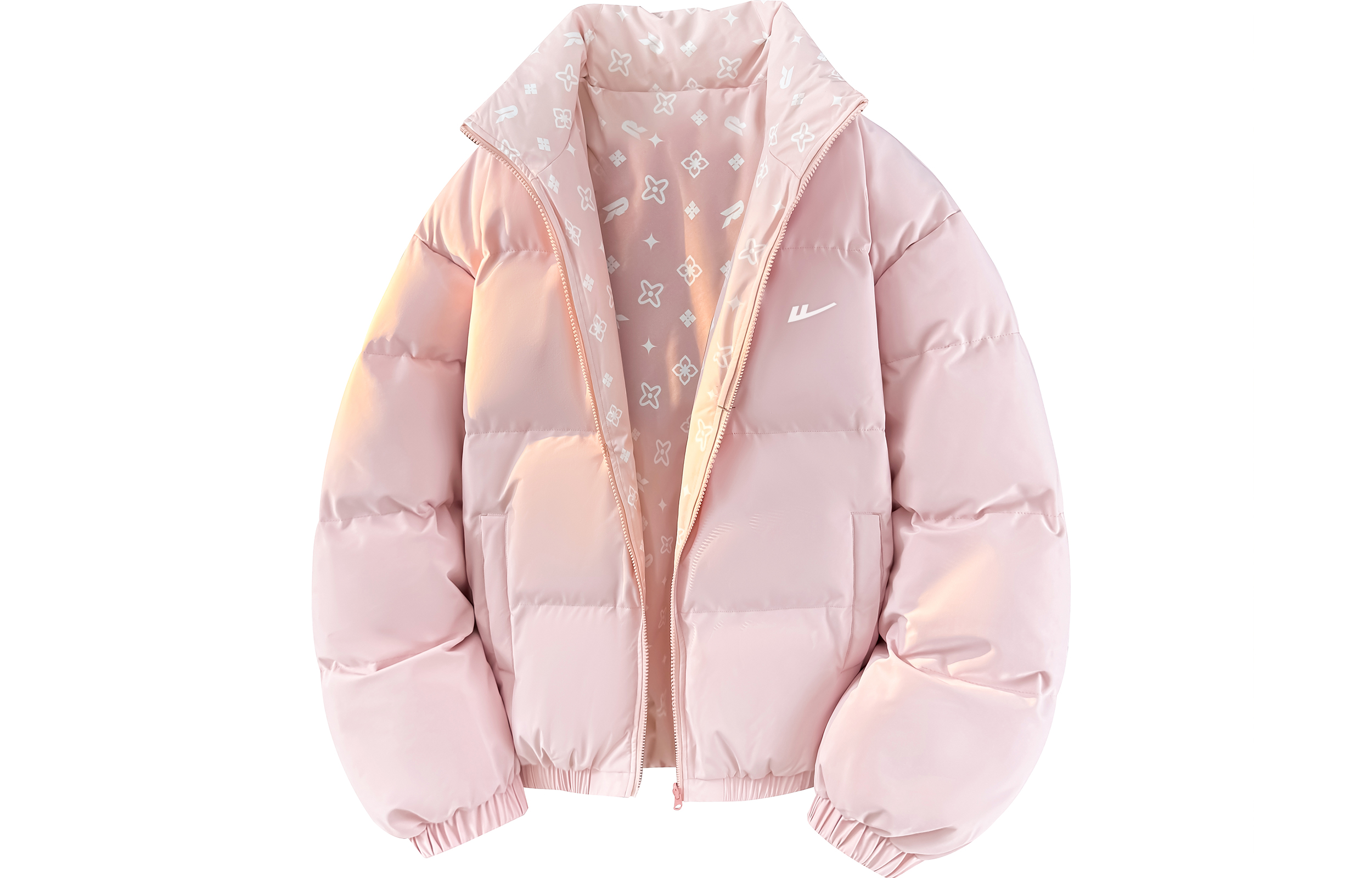 

КККуртка женская Stand Collar Moderate Reversible WARRIOR, 粉色【赠徽章加绒加厚】