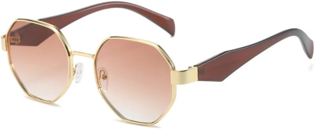 

Солнцезащитные очки для мужчин и женщин - защита от УФ-излучения UV400 - металлические петли в стиле панк, градиентная расцветка, для занятий спортом на открытом воздухе и вождения DSVIGF, Browngold-brown