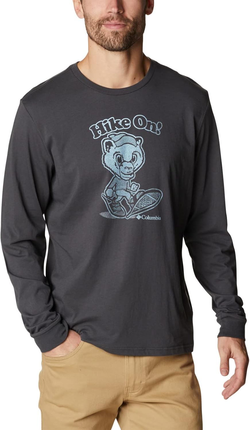 

Мужская футболка Columbia Apres Lifestyle с длинным рукавом и графикой, Shark/Hiking Grizzly