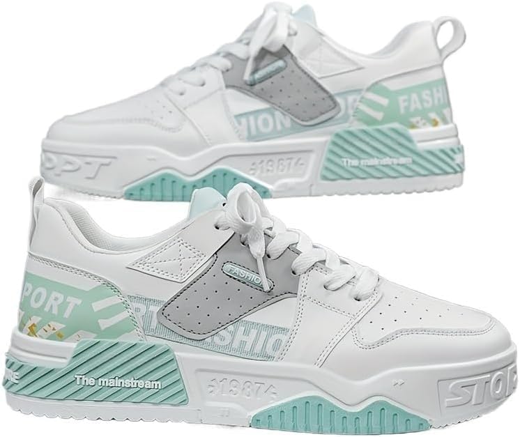 

Модные кроссовки для скейтборда, удобные стильные платформенные обувь для прогулок на свежем воздухе, бега, кемпинга, на все сезоны, мужские кроссовки на шнуровке Hhhchpm, белый/зеленый