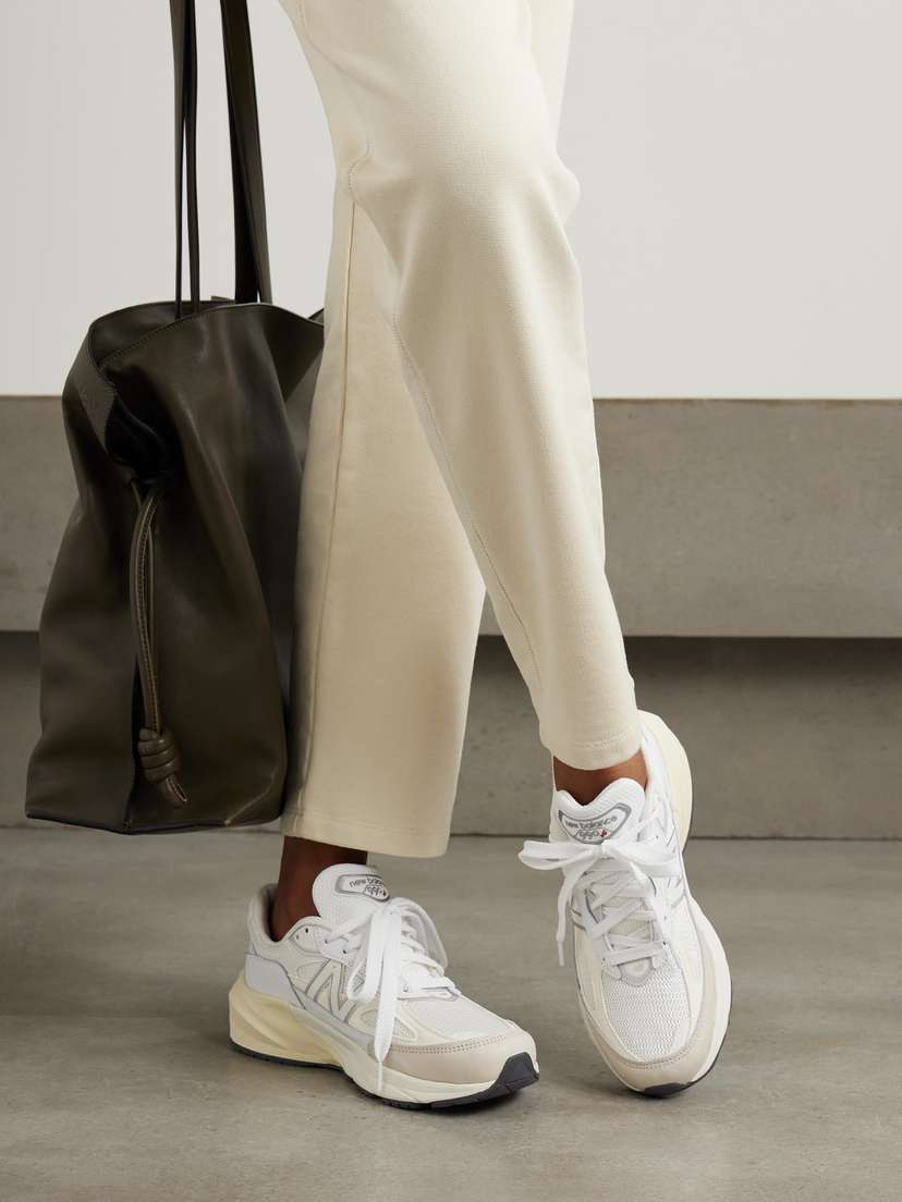 Кроссовки из кожи и сетки 990v6. New Balance, белый — фото 2