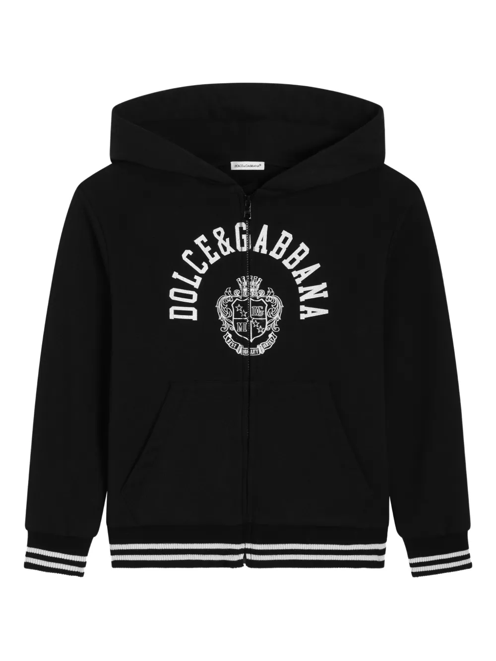 

Худи на молнии с графичным принтом Dolce & Gabbana Kids, черный
