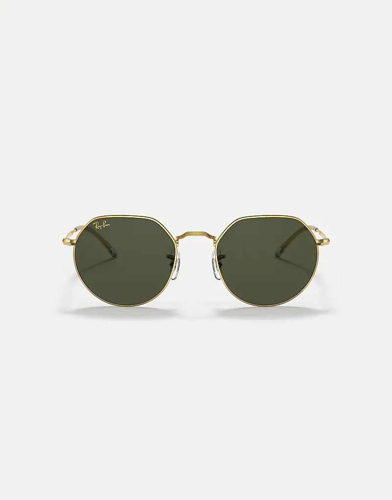 

Солнцезащитные очки Jack необычной формы с зелеными линзами в золоте Ray-Ban
