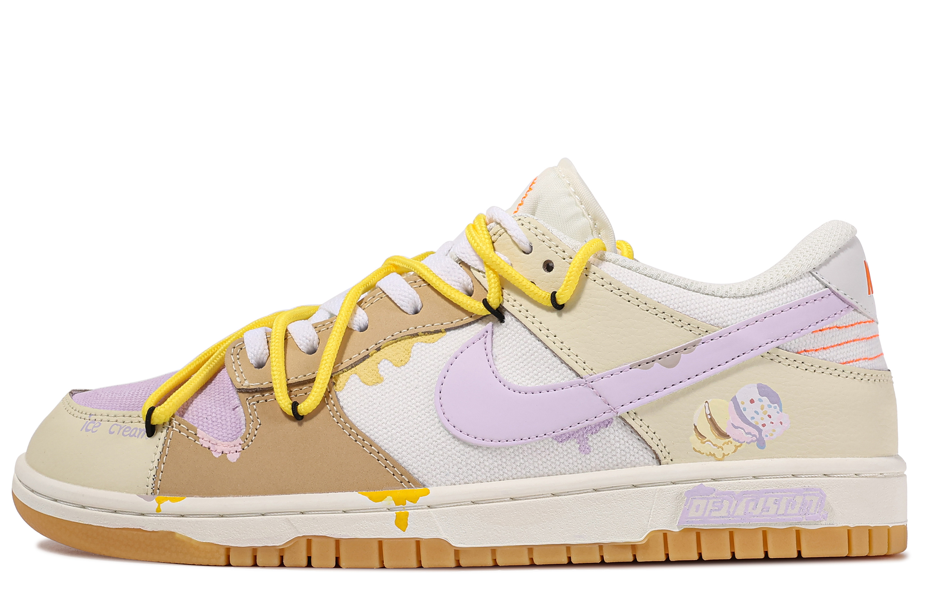 

Кроссовки Nike Dunk Skateboarding Shoes Unisex Low-top Beige/yellow/purple, цвет Off White