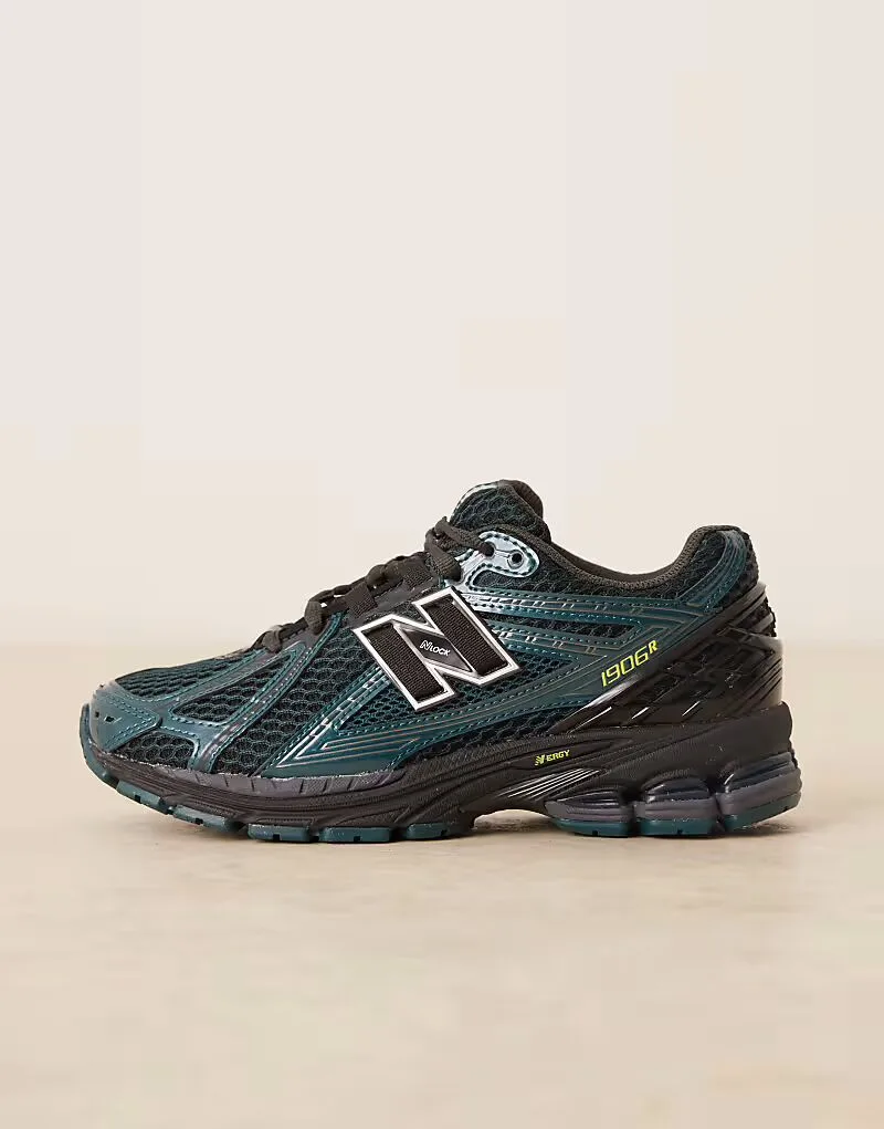 Кроссовки New Balance 1906 унисекс темно-зеленого и черного цвета — фото 2