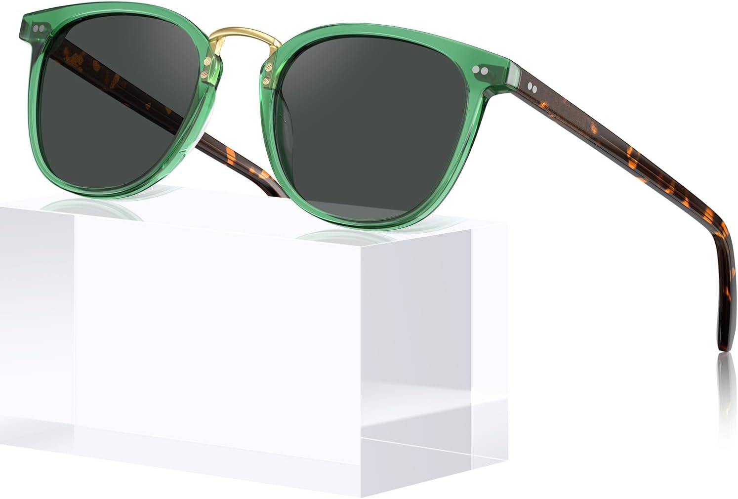 

Солнцезащитные очки CARFIA из ацетата с поляризацией для женщин, защита от УФ-излучения, ретро-стиль, металлическая перемычка, модные солнцезащитные очки для женщин, 10.transparent Green Frame Grey Lens