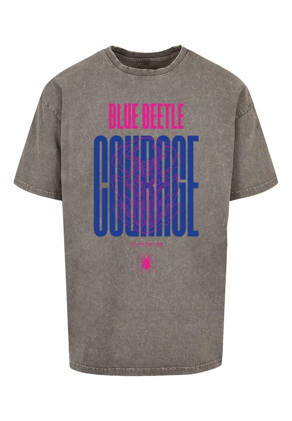 

Футболка с принтом BLUE BEETLE COURAGE ACID WASHED ABSOLUTE CULT, темно-серый