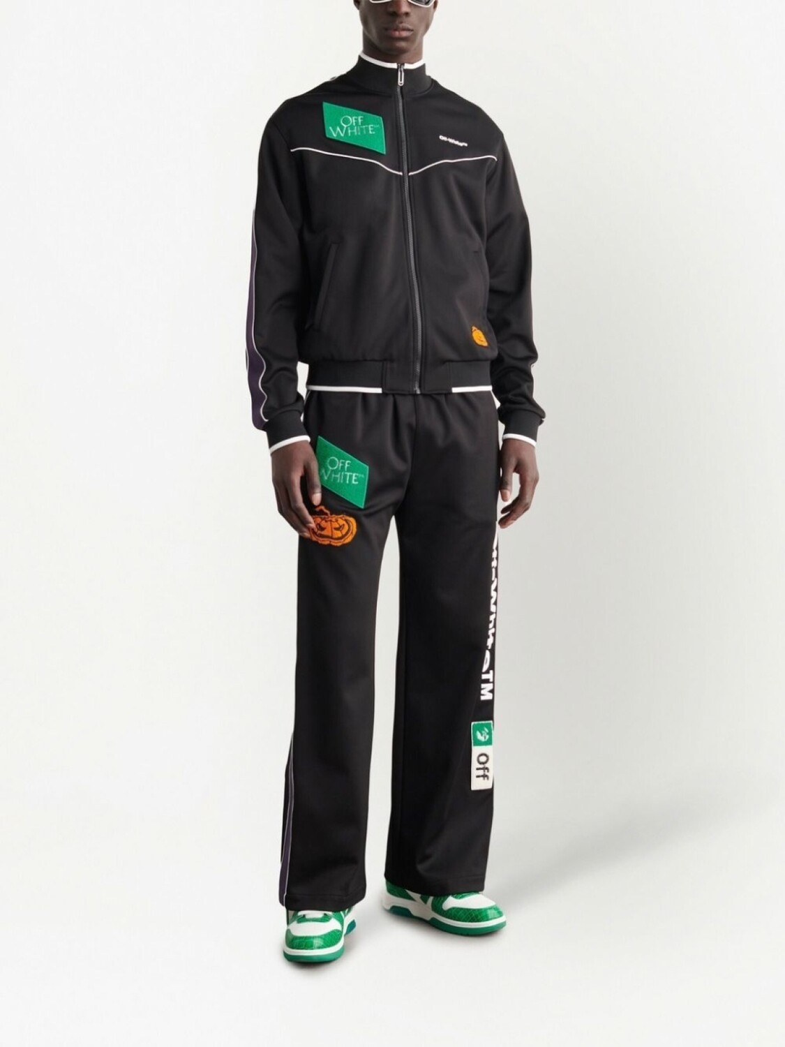 Off-White куртка на молнии с вышитым логотипом, черный — фото 2
