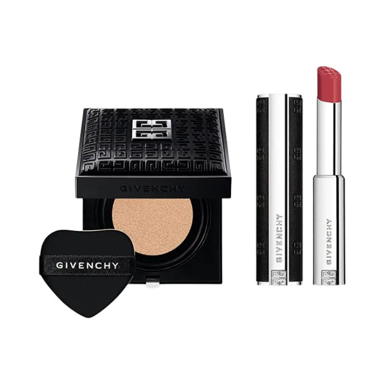 Givenchy Набор для макияжа Celebrity Soft Light Cushion и сатиновая помада, Air Cushion #N95+Velvet Lipstick #227