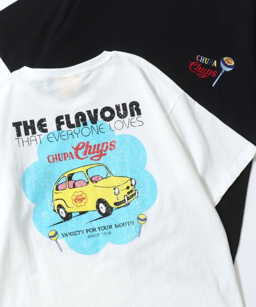 

SITRY Футболка с коротким рукавом, увеличенным принтом на спине и вышитым логотипом, Chupa Chups x One-Point, белый