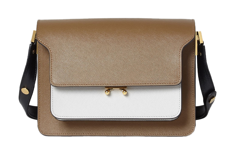 

Сумка-баул из кожи коровы, женская сумка через плечо, цвет кофе с молоком разноцветный MARNI