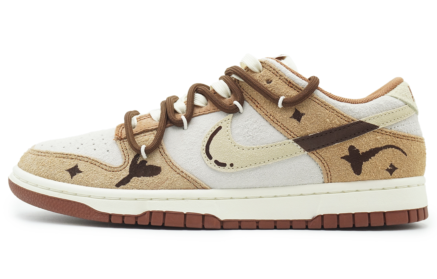 

Кроссовки Nike Dunk Skateboarding Shoes Unisex Low-top Brown/White, коричневый