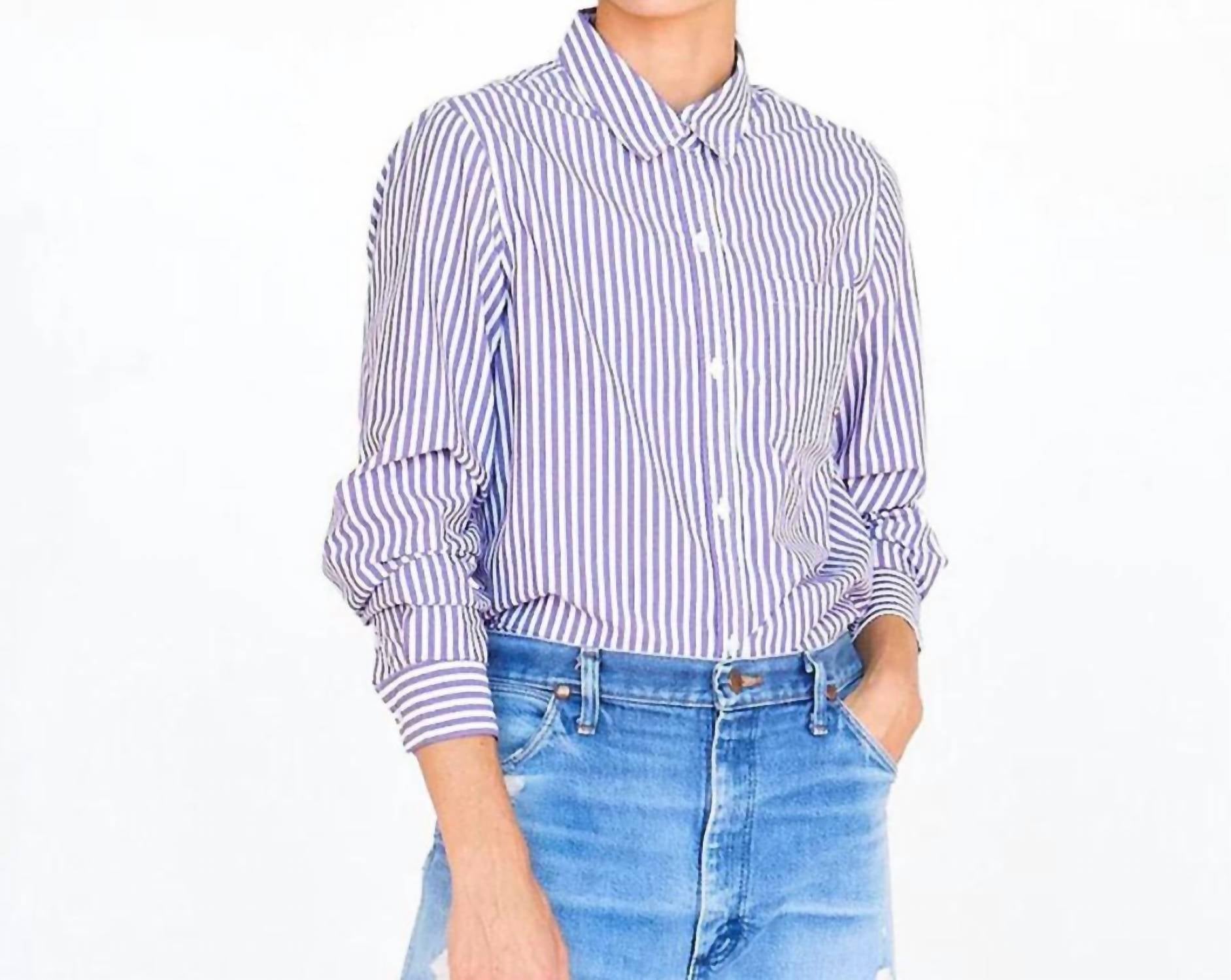 

Блузка Phoebe в темно-сиреневую и кремовую полоску Clare V.