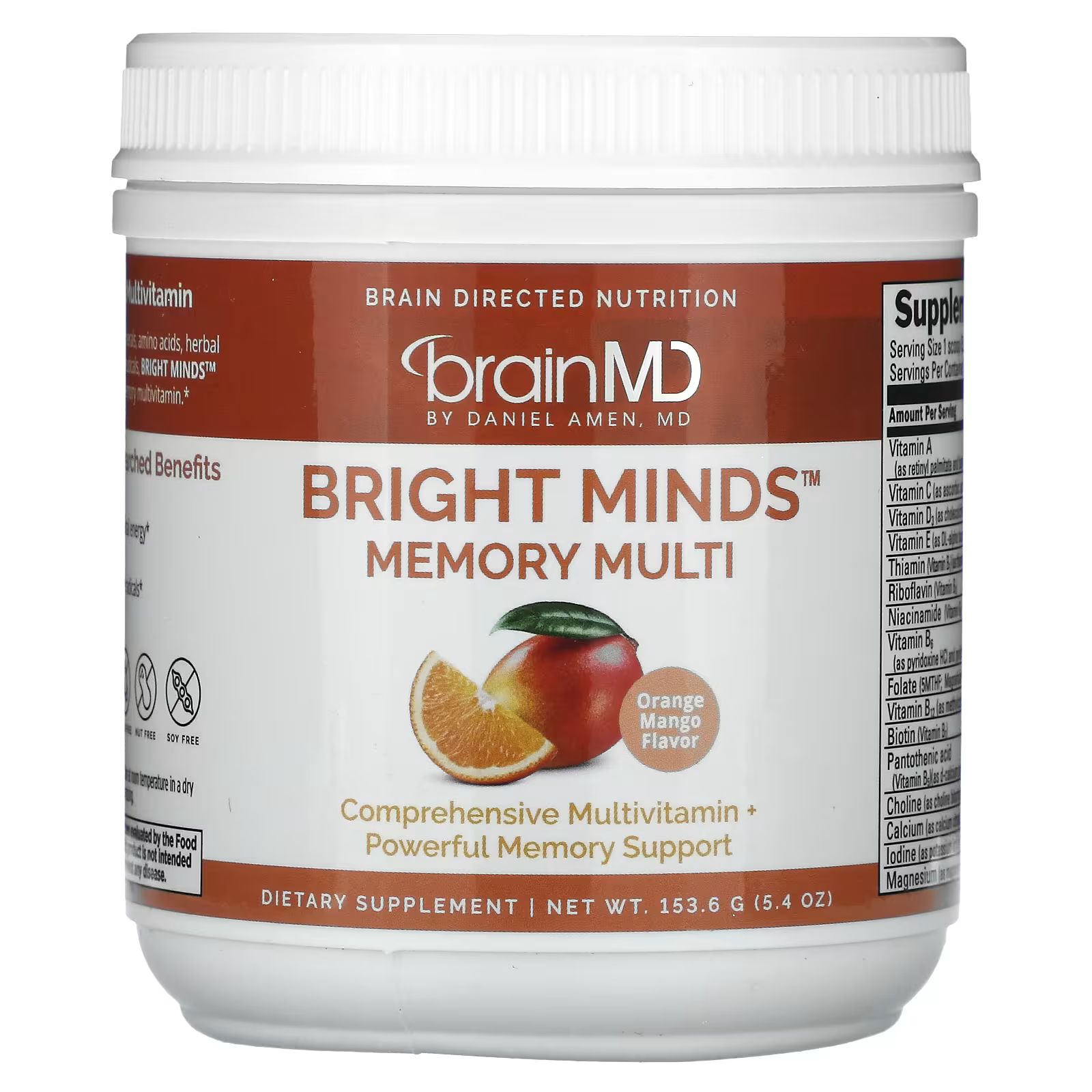 

Bright Minds Memory Multi, апельсин и манго, 5,4 унции (153,6 г) Brainmd