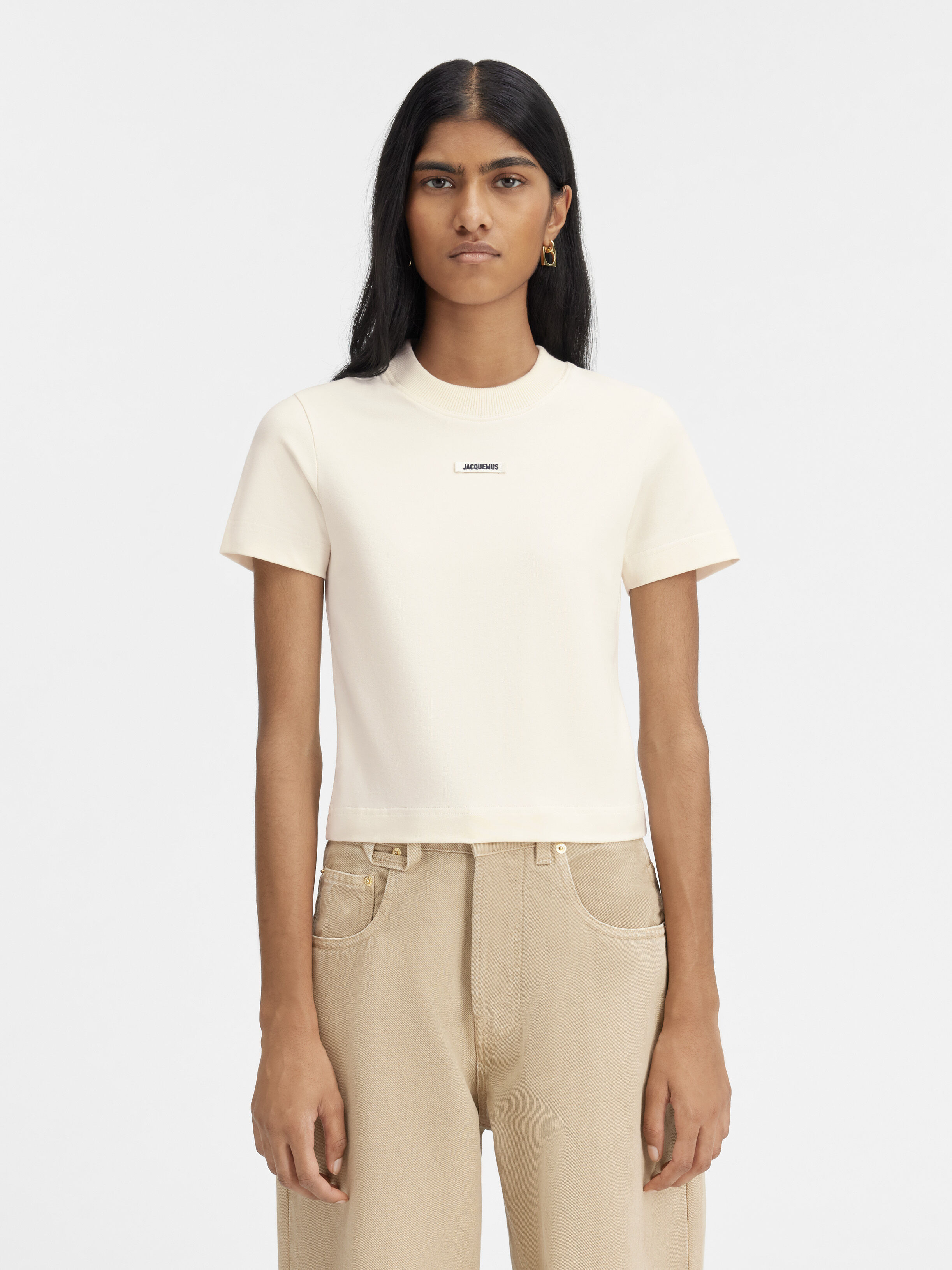 

Футболка с логотипом Grosgrain JACQUEMUS The Gros Grain t-shirt, светло-бежевый