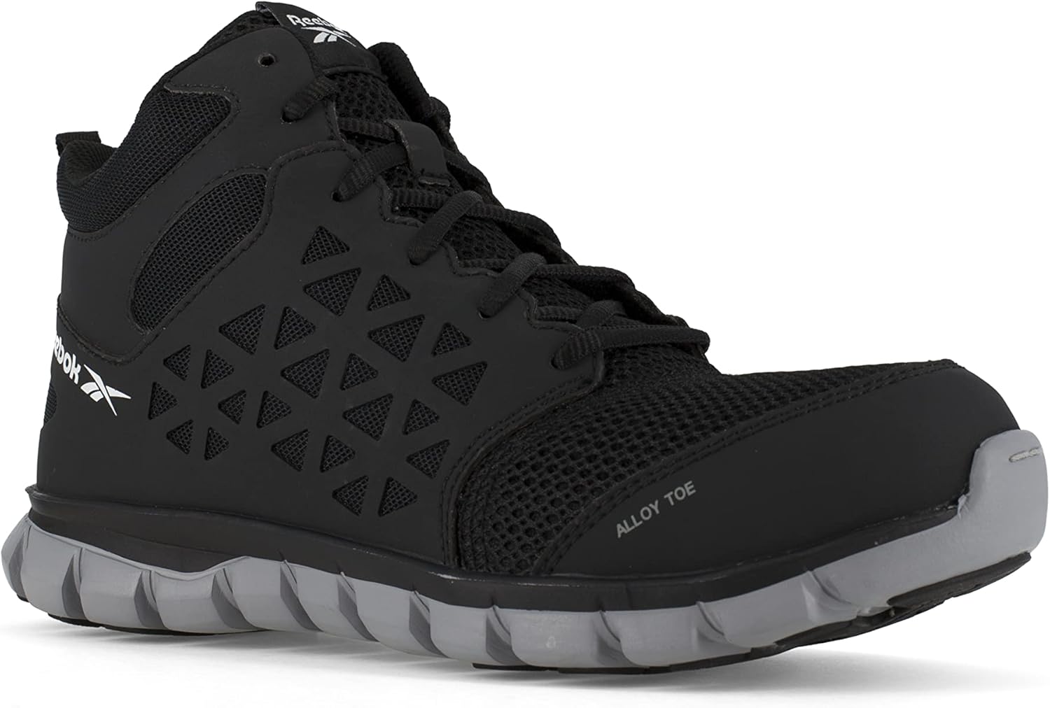 Мужские рабочие/служебные ботинки Reebok Sublite Cushion Mid с противоскользящей подошвой и алюминиевым носком - черные