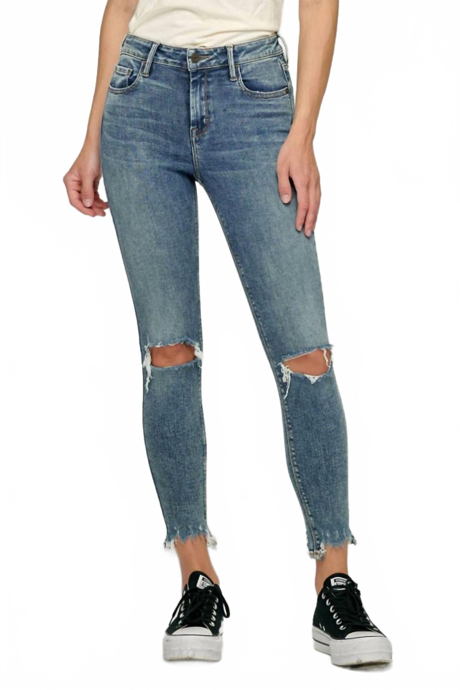 

Джинсы Amelia Chewed Hem Distressed Skinny в темной стирке HIDDEN, Dark Wash