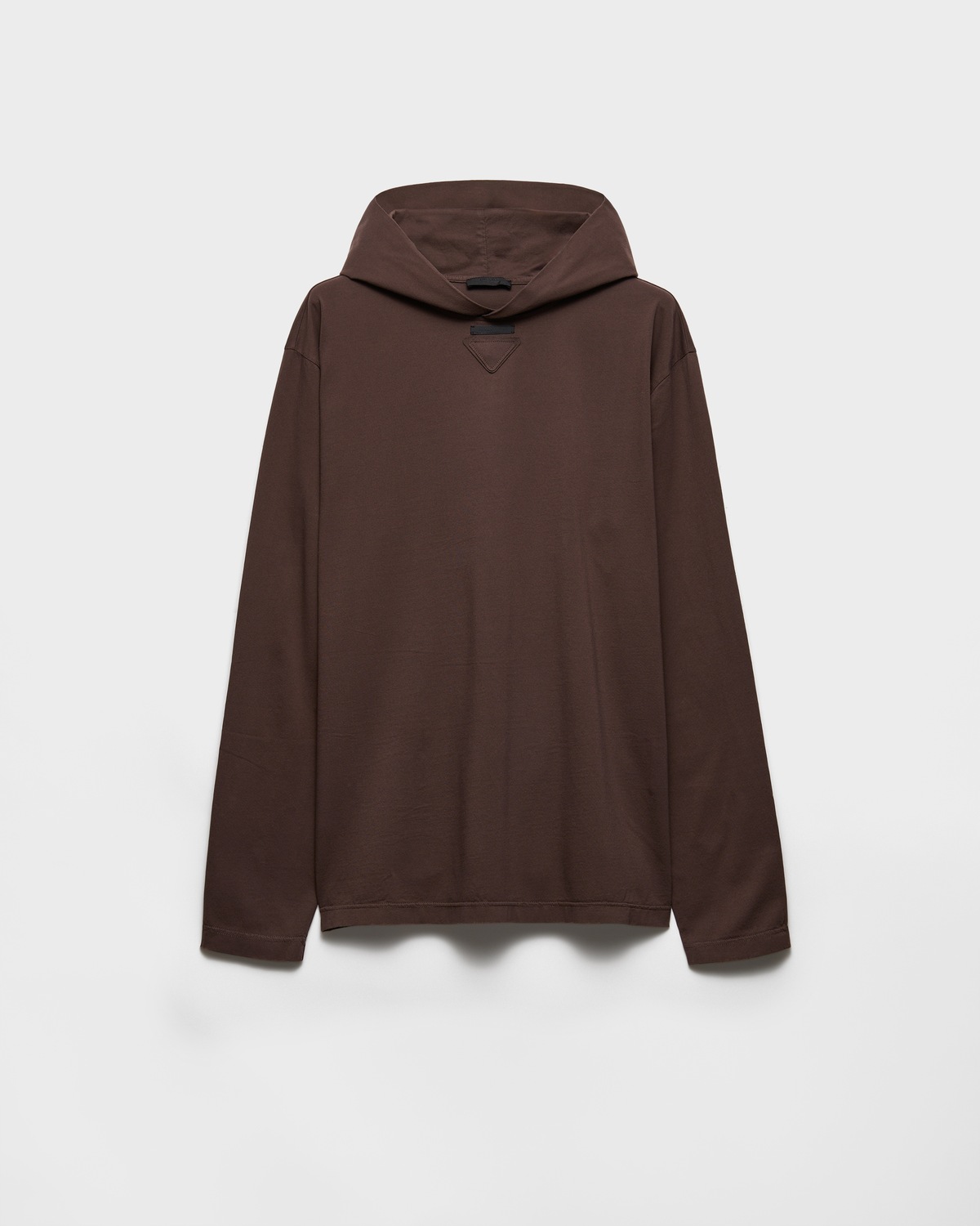 

Хлопковая футболка с капюшоном и длинными рукавами Prada, коричневый