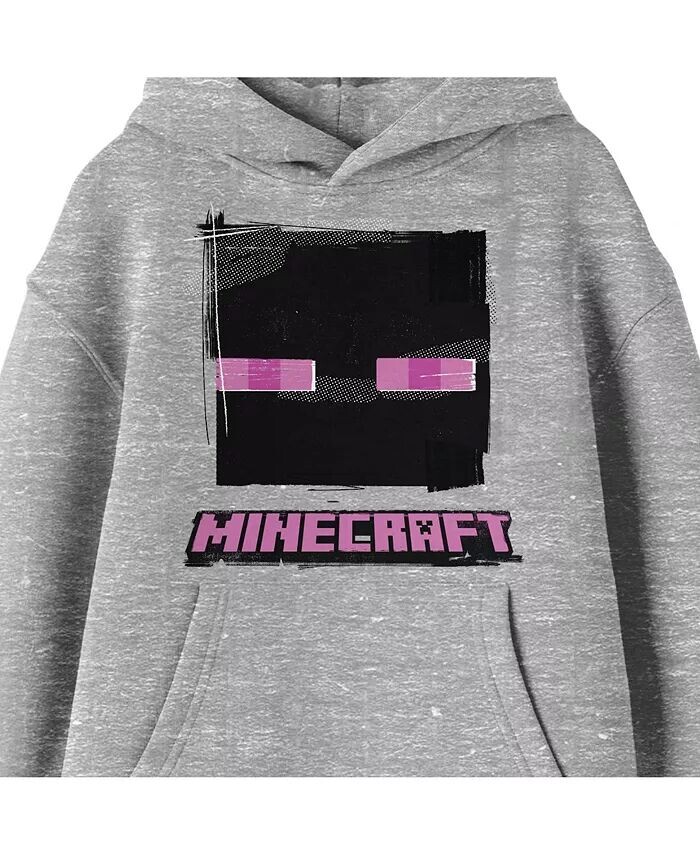 Спортивная толстовка с капюшоном Enderman Face для мальчиков с длинным рукавом, молодежная, размер XL Minecraft, серый — фото 2