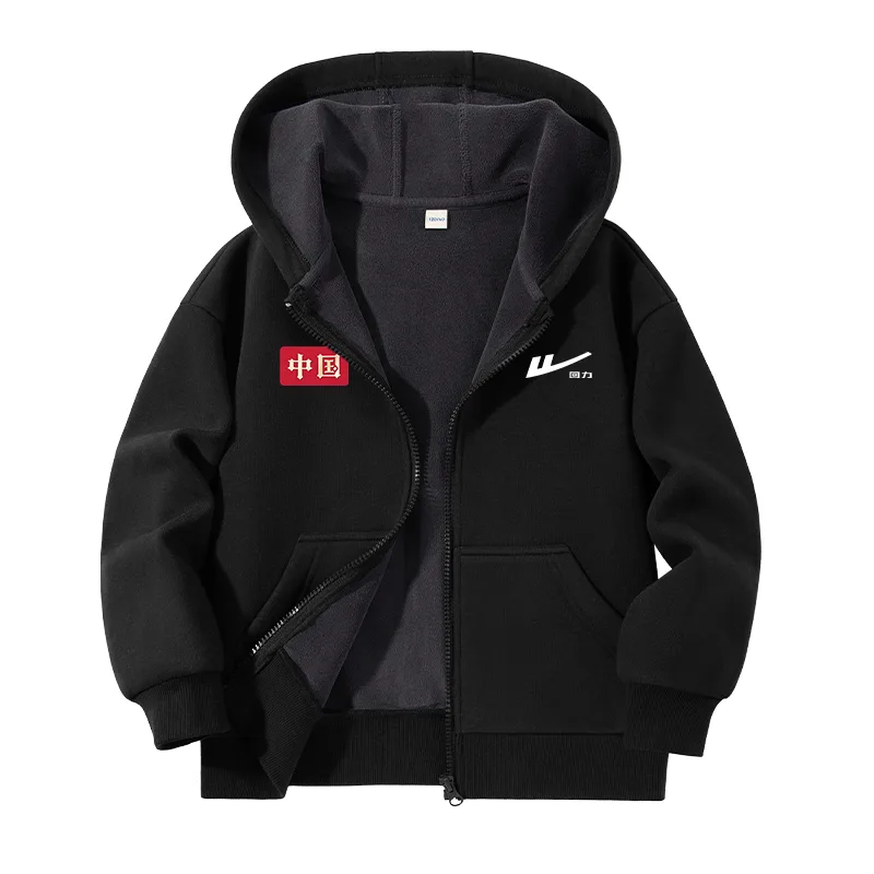 Толстовка с капюшоном утепленная унисекс WARRIOR, Black/H China Top Right K+H White Small K