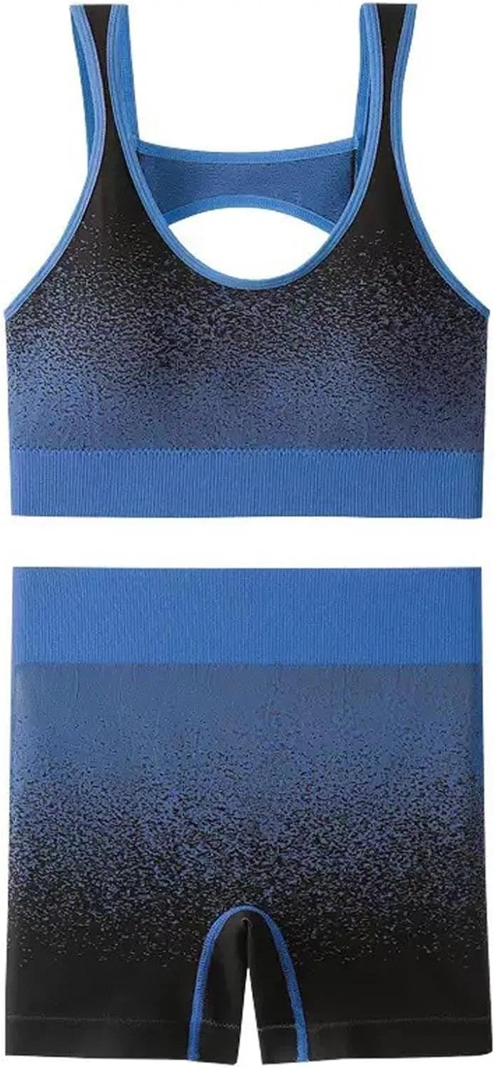 Женский спортивный комплект из топа и шорт, бренд Generic, цвет 02_blue