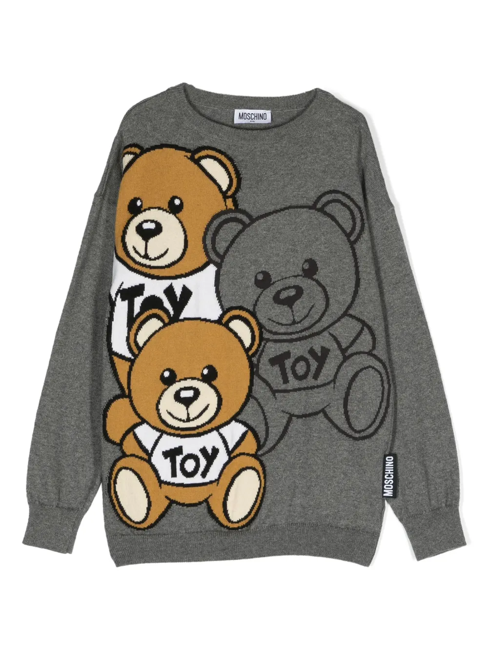 

Джемпер Teddy Bear вязки интарсия Moschino Kids, серый