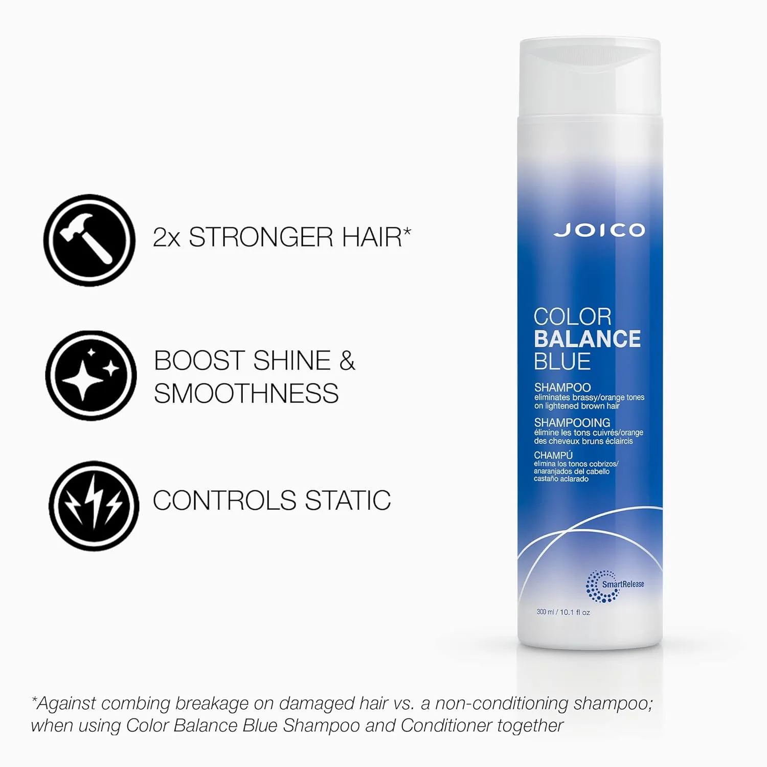 Joico Color Balance Blue шампунь и кондиционер для осветленных каштановых волос, нейтрализует медные оттенки, усиливает цвет, защита от ультрафиолета, с маслом шиповника и экстрактом зеленого чая 550 мл (1 шт.), orange — фото 3