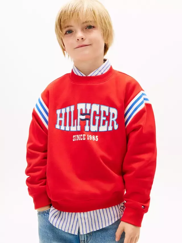 Детская толстовка с круглым вырезом и логотипом, ярко-красный цвет Tommy Hilfiger