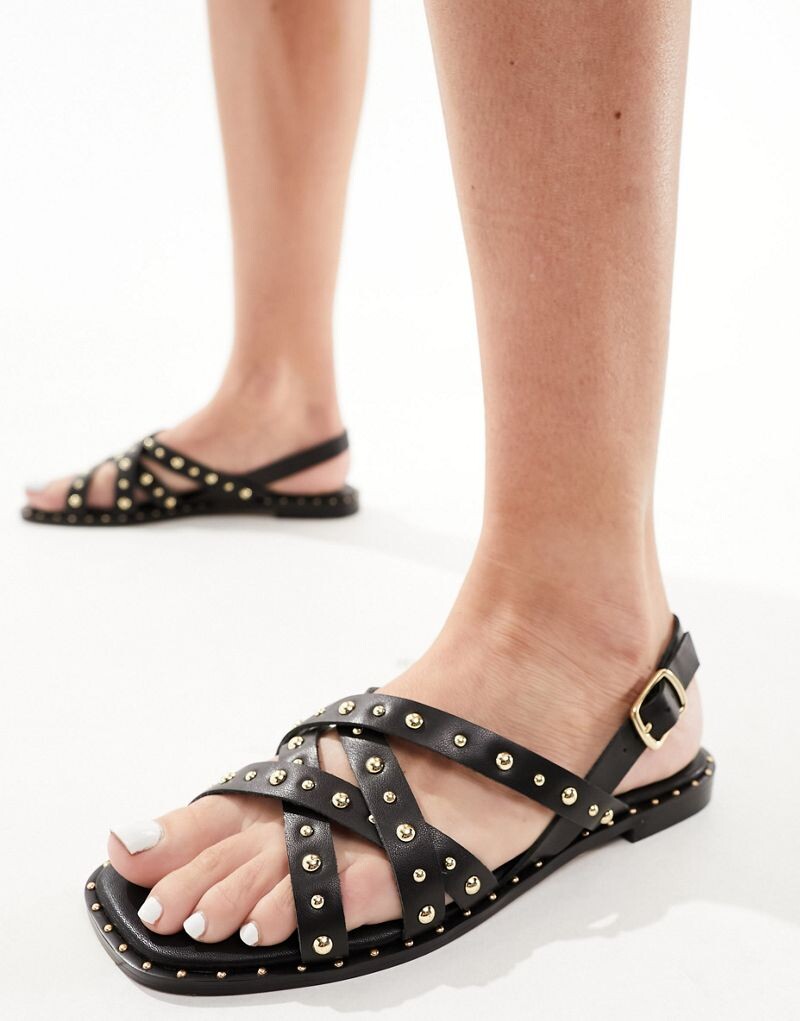 

Schuh – Thelma – Черные кожаные сандалии с ремешком на щиколотке и заклепками