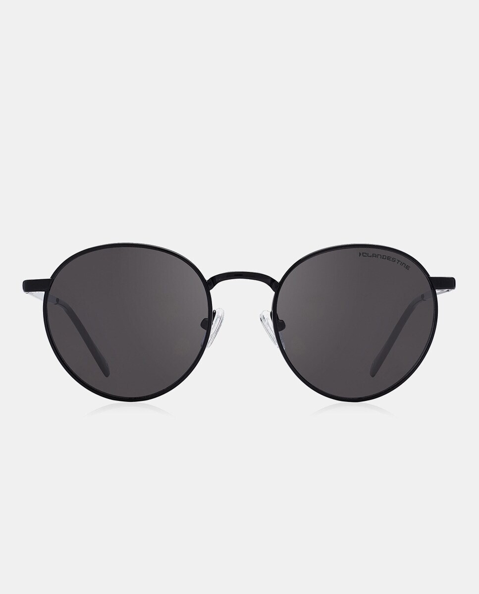 

Круглые солнцезащитные очки из нержавеющей стали черного цвета Clandestine, черный