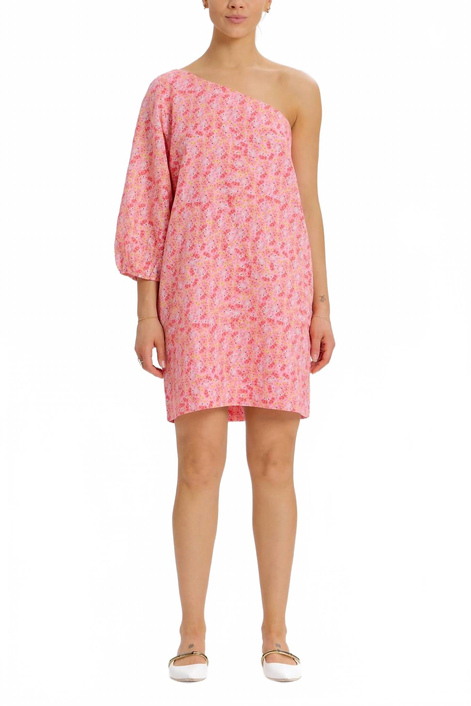 

SOMETHING NAVY Мини-платье с цветочным принтом на одно плечо, розовое/с цветочным узором